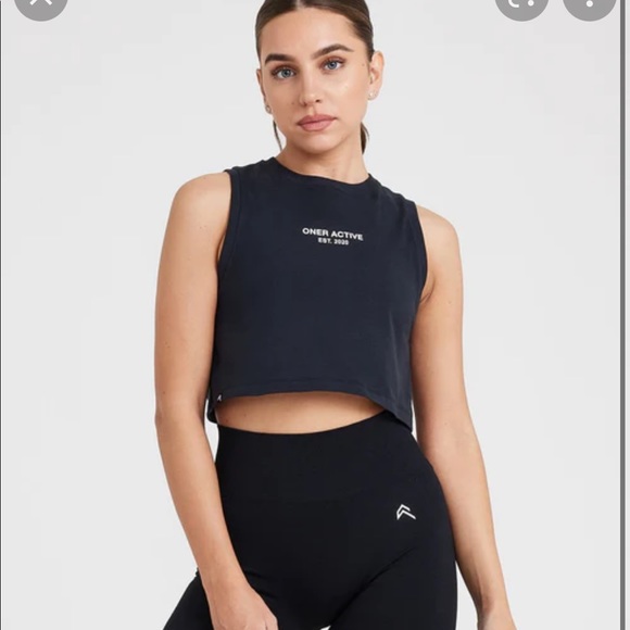 Oner Active Tops - Oner Active black graphic jersey crop tank